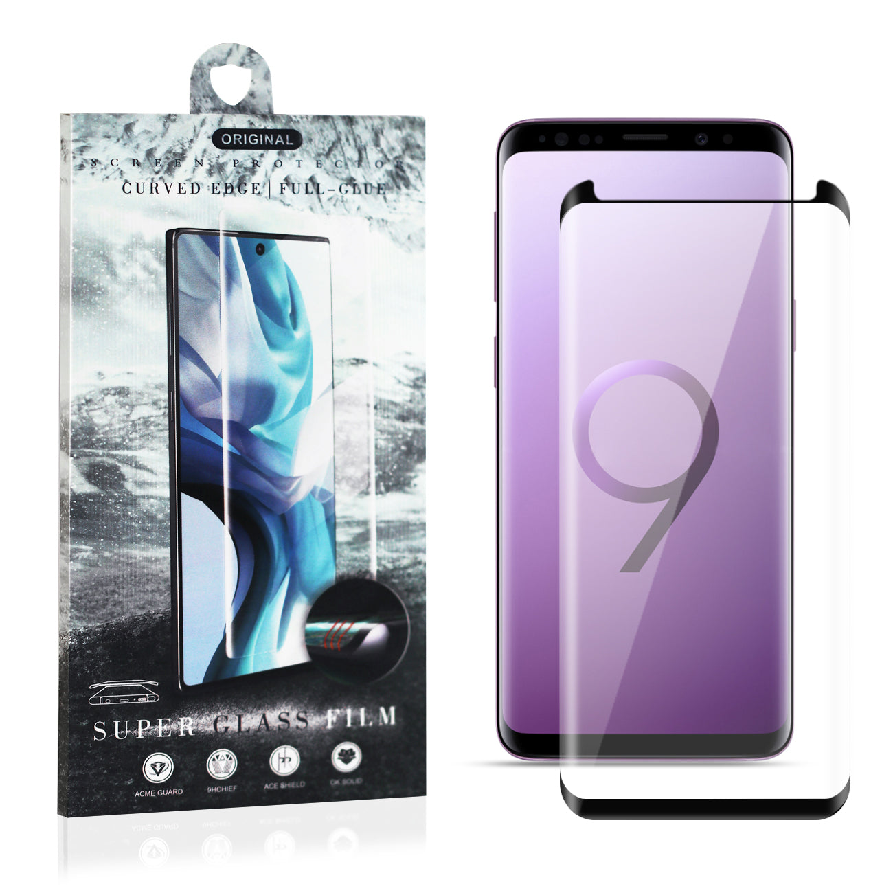 Glass Screen Protective Cover Super Shock Resistant 3D Curved Edge Samsung Galaxy S9 Plus
