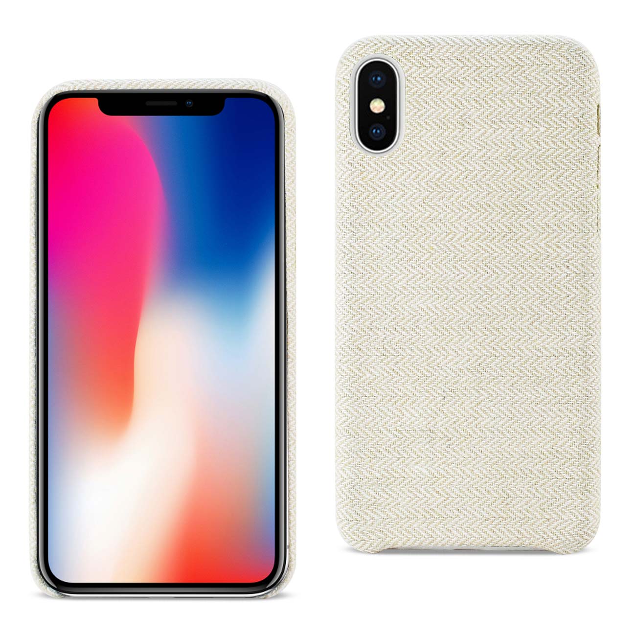 iPhone X/iPhone XS HERRINGBONE FABRIC IN BEIGE