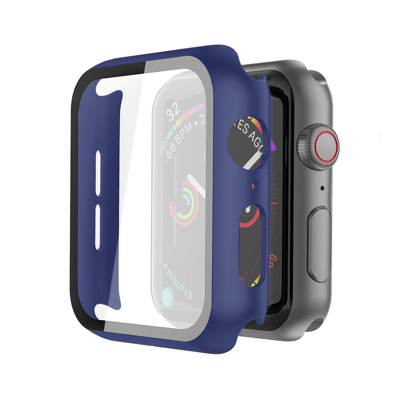 Watch Case PC With Tempered Glass Screen Protector Full Cover Apple Watch 40mm Navy Color