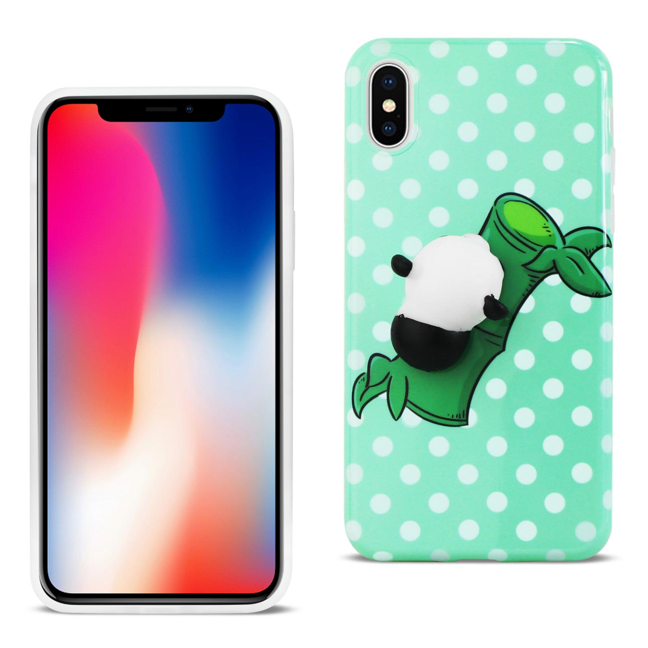 iPhone X/iPhone XS TPU DESIGN CASE WITH 3D SOFT SILICONE POKE SQUISHY PANDA