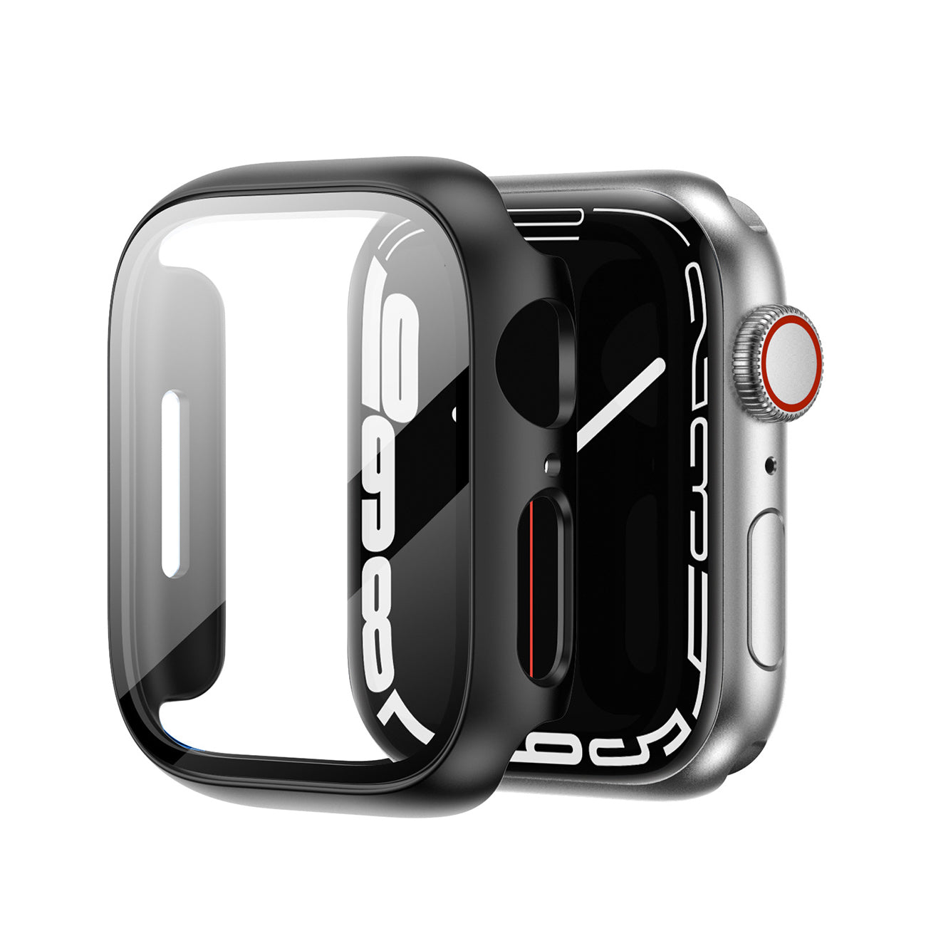 Case PC With Tempered Glass Screen Protector Full Cover Apple Watch 41 mm Black Color