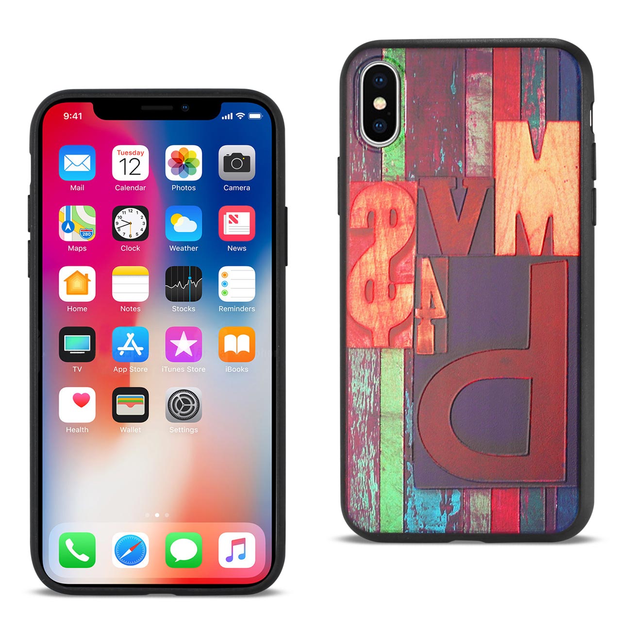 iPhone X/iPhone XS Embossed Wood Pattern Design TPU Case With Multi-Letter