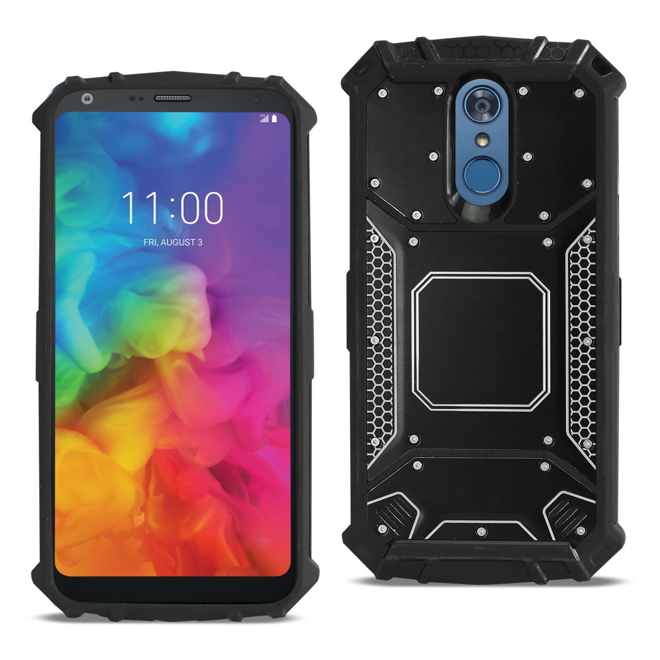 LG Q7 Plus Metallic Front Cover Case In Black