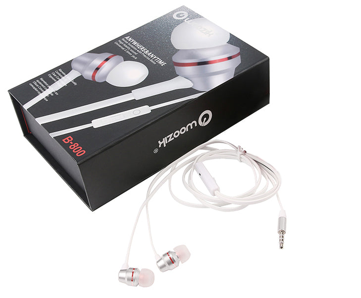 Headphones In-Ear Heavy Bass Noise Isolating With Mic Without Carrying Cases B800 White Color