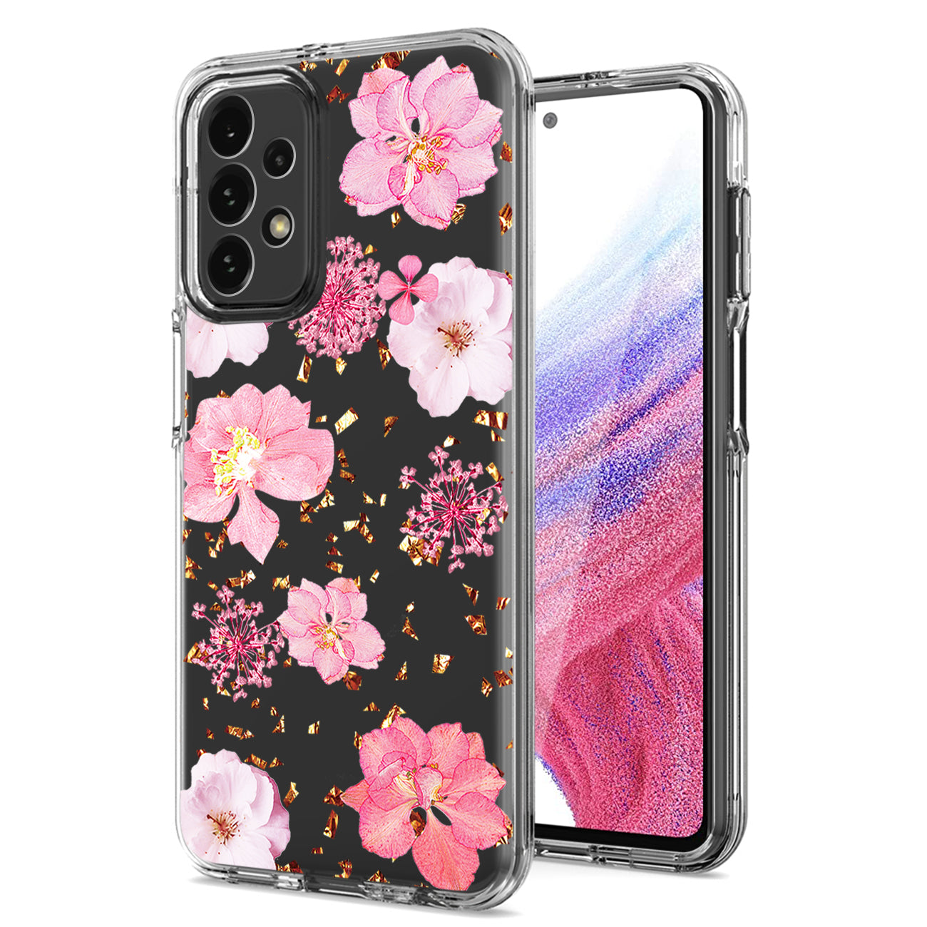 Pressed dried flower Design Phone case For Samsung Galaxy A53 5G In Pink