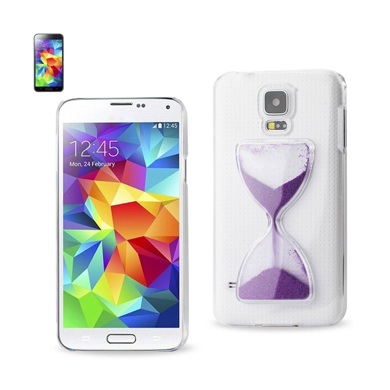Samsung Galaxy S5 3D Sand Clock Clear Case In Purple
