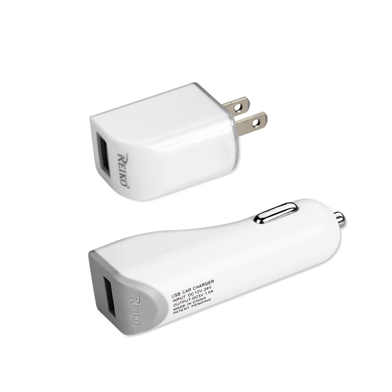 Car Charger Wall Adapter With Cable 3-In-1 iPhone 4G 1A White Color