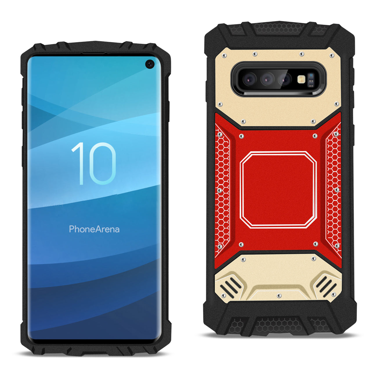 Case Front Cover Metallic Samsung Galaxy S10 Red And Gold Color