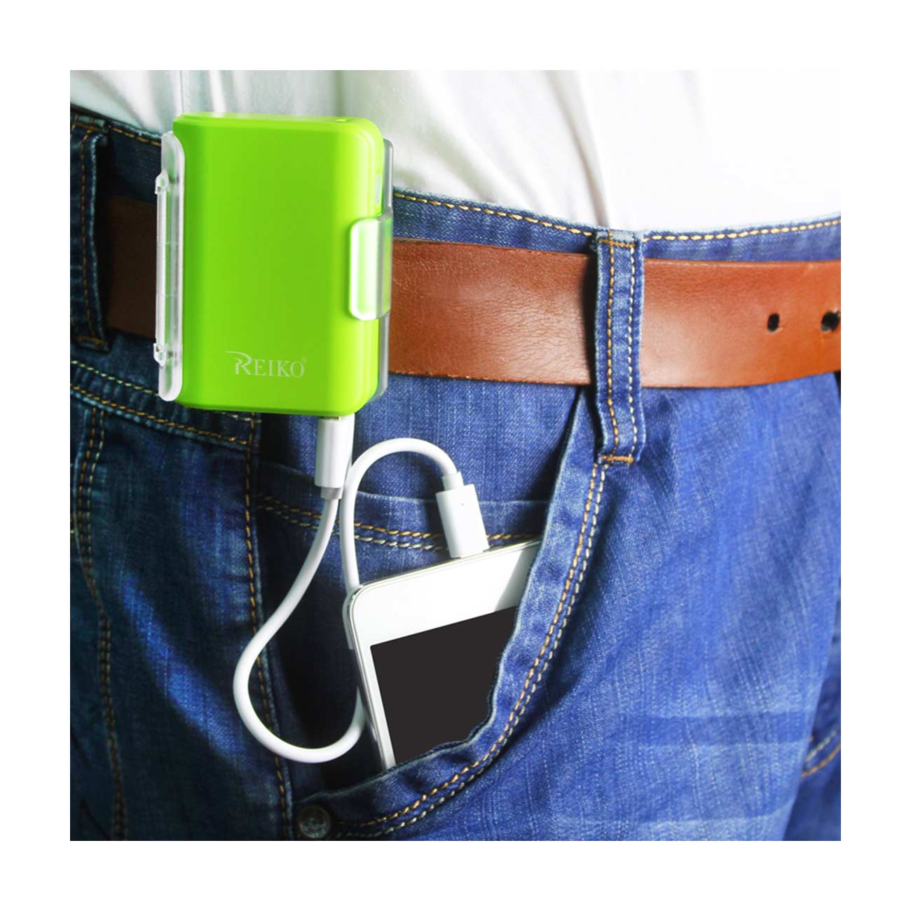 Reiko 4000Mah Universal Power Bank With Cable In Green