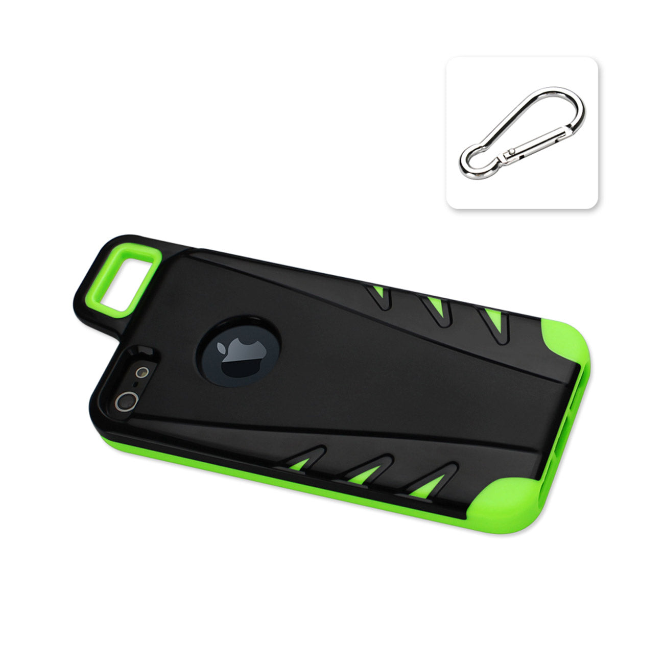 Case Hybrid iPhone 5/ 5S/ SE Drop Proof Workout With Hook Black Green Color