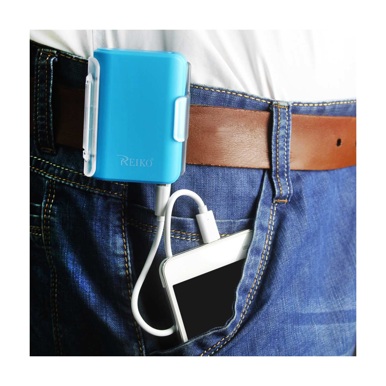 4000Mah Universal Power Bank With Cable In Blue