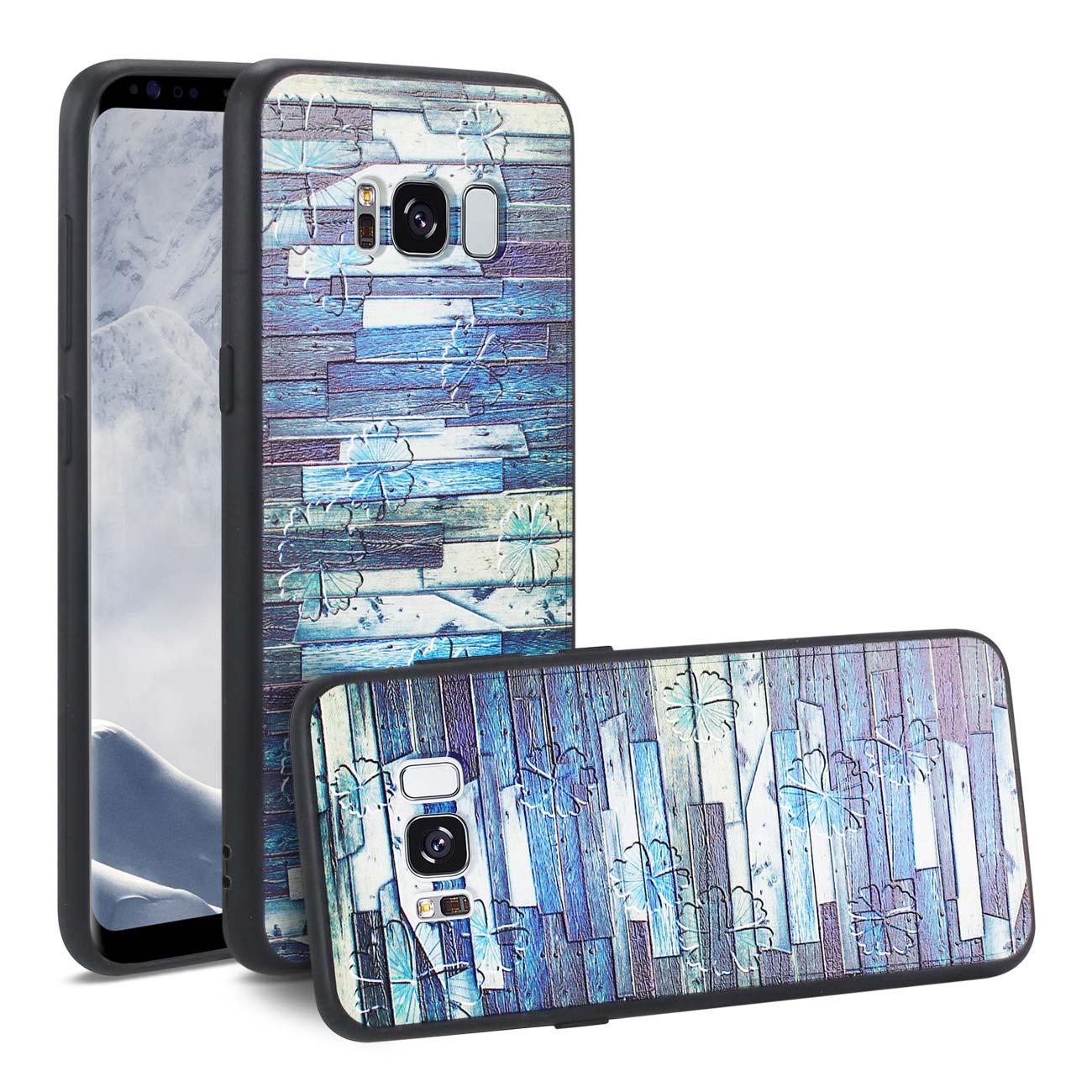Samsung Galaxy S8 Embossed Wood Pattern Design TPU Case With Flowers