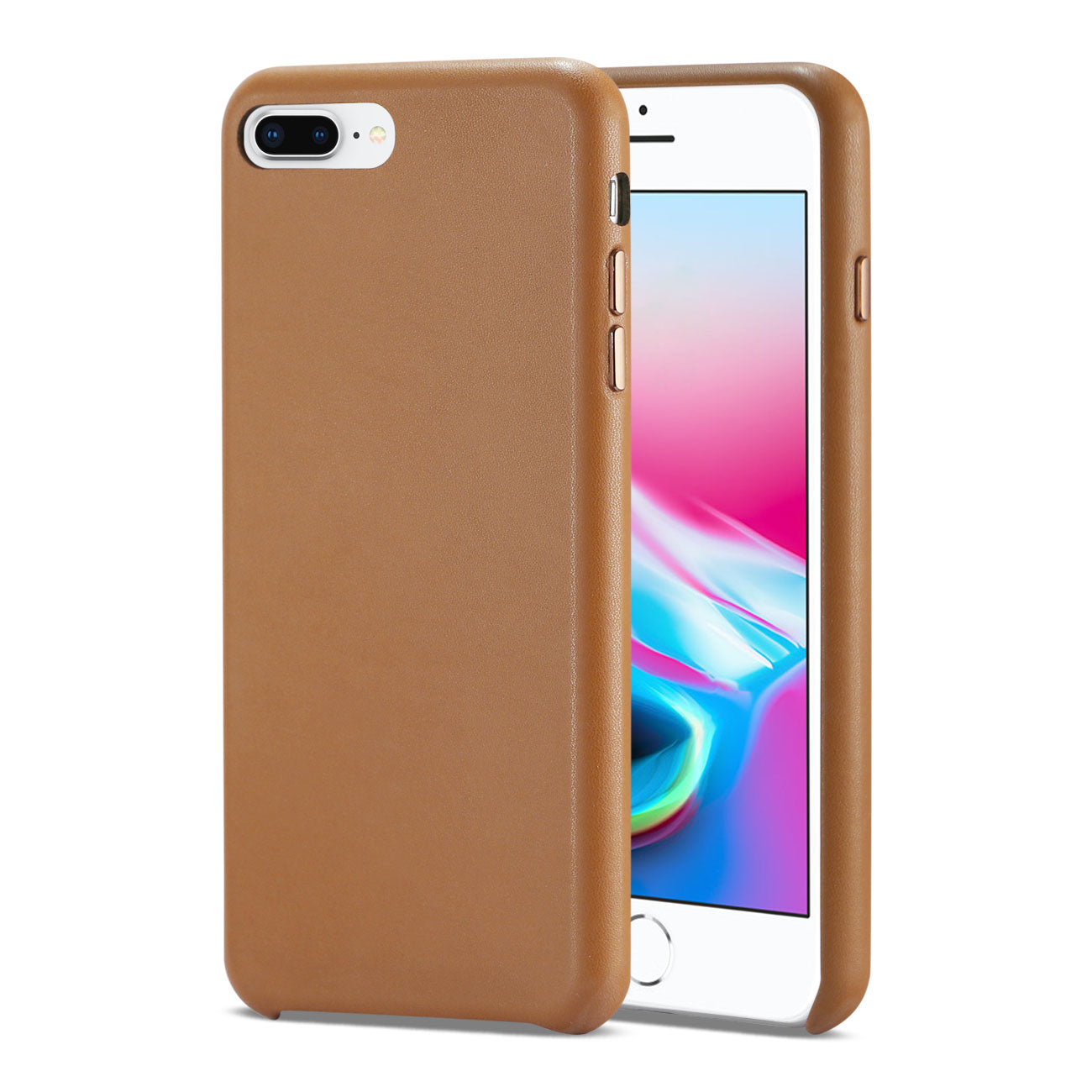 Cover Back Shell Premium PU Leather Ultra Slim Vintage Design Apple iPhone 8 Plus Brown Color