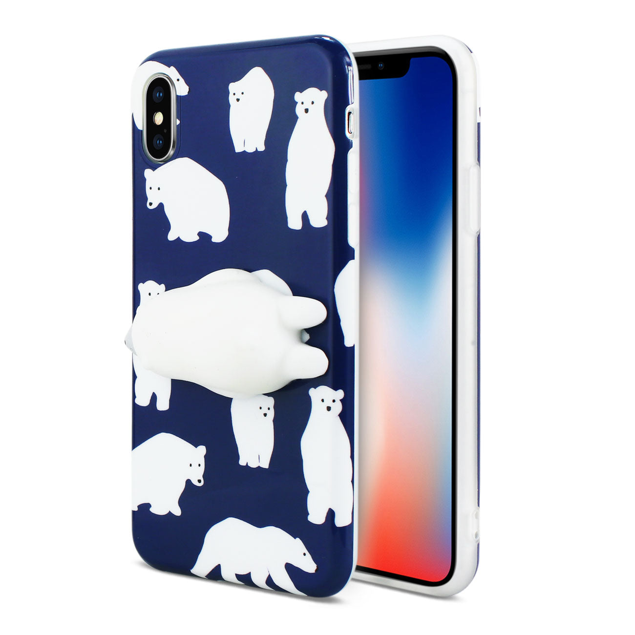 iPhone X/iPhone XS TPU DESIGN CASE WITH 3D SOFT SILICONE POKE SQUISHY POLAR BEAR