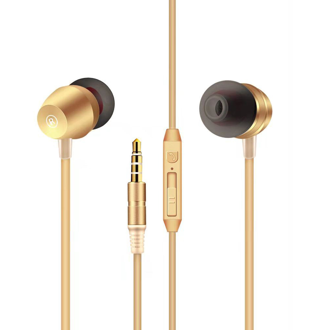 Earphones In-Ear Universal High Quality Sound Gold Color.