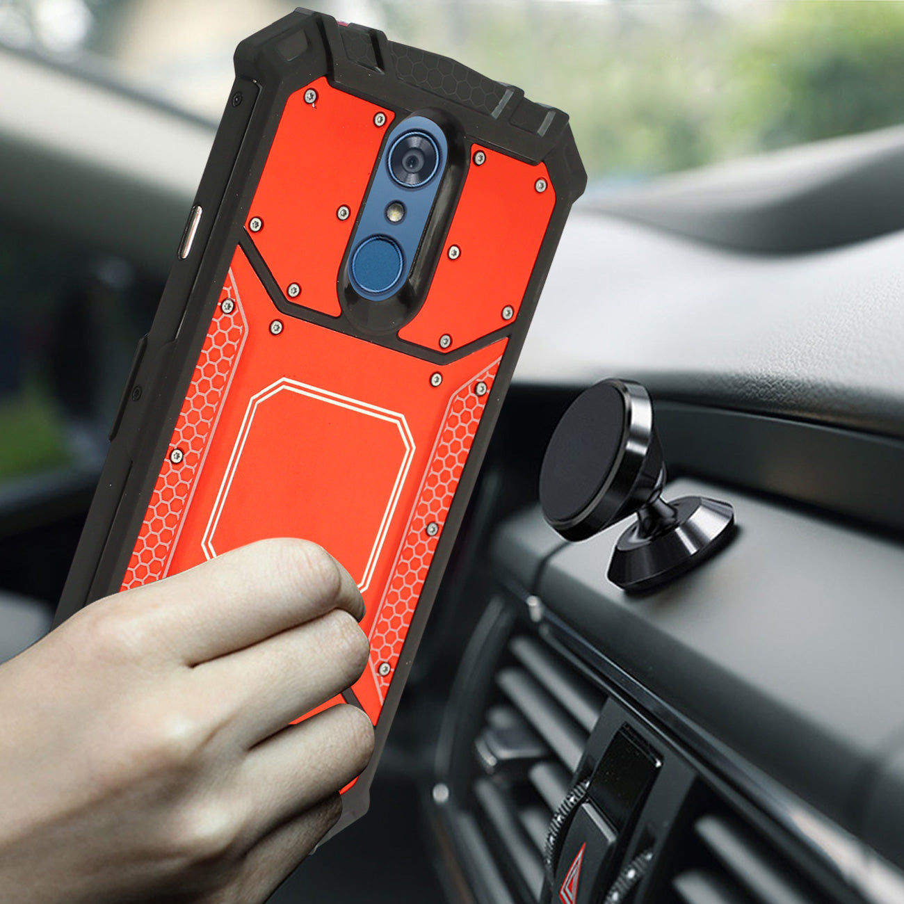 LG Q7 Plus Metallic Front Cover Case In Red