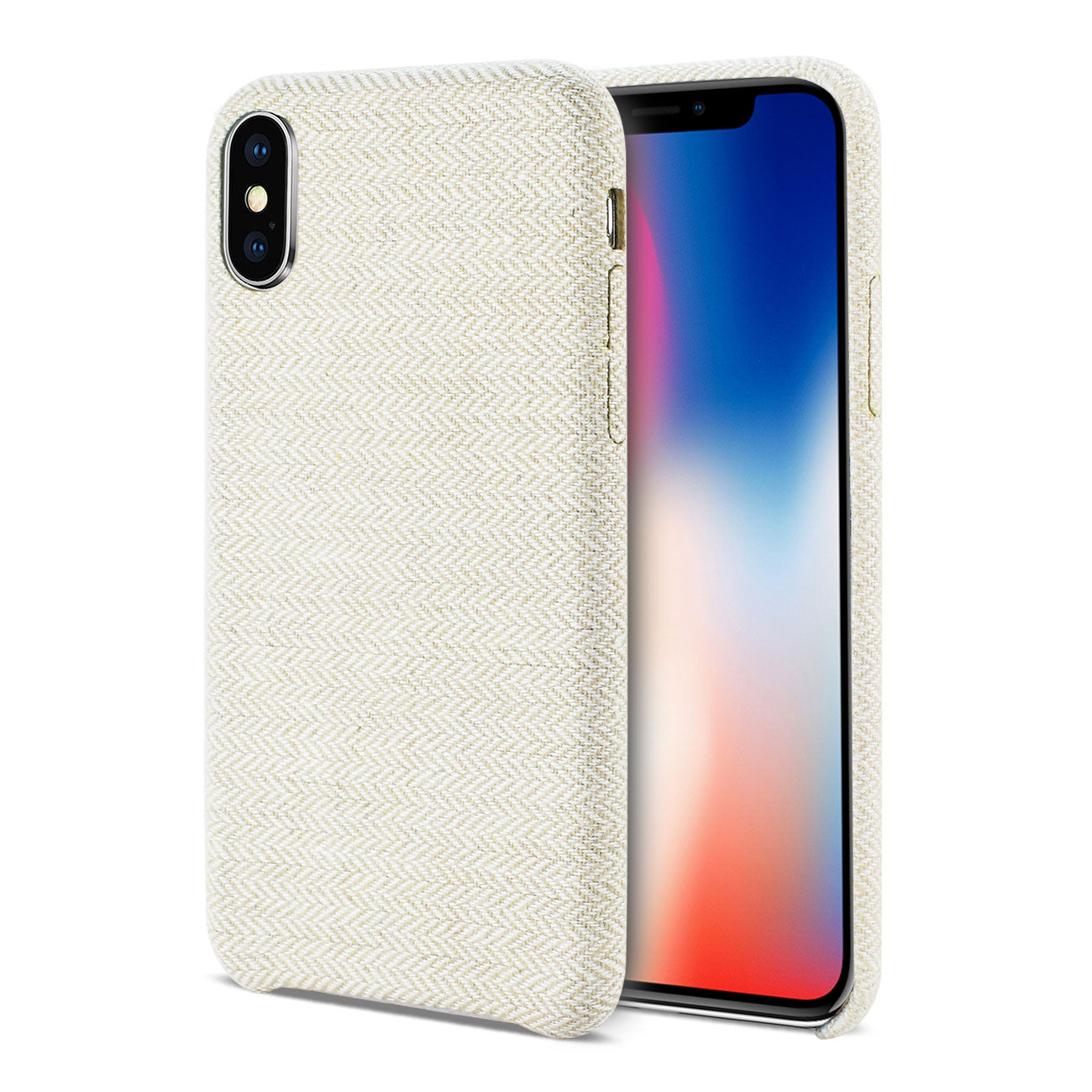 iPhone X/iPhone XS HERRINGBONE FABRIC IN BEIGE