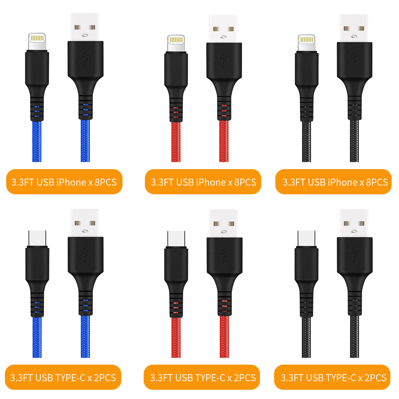 PLASTIC DISPLAY SET(30 pcs of fast charge data cable for iPhone and Type-C)