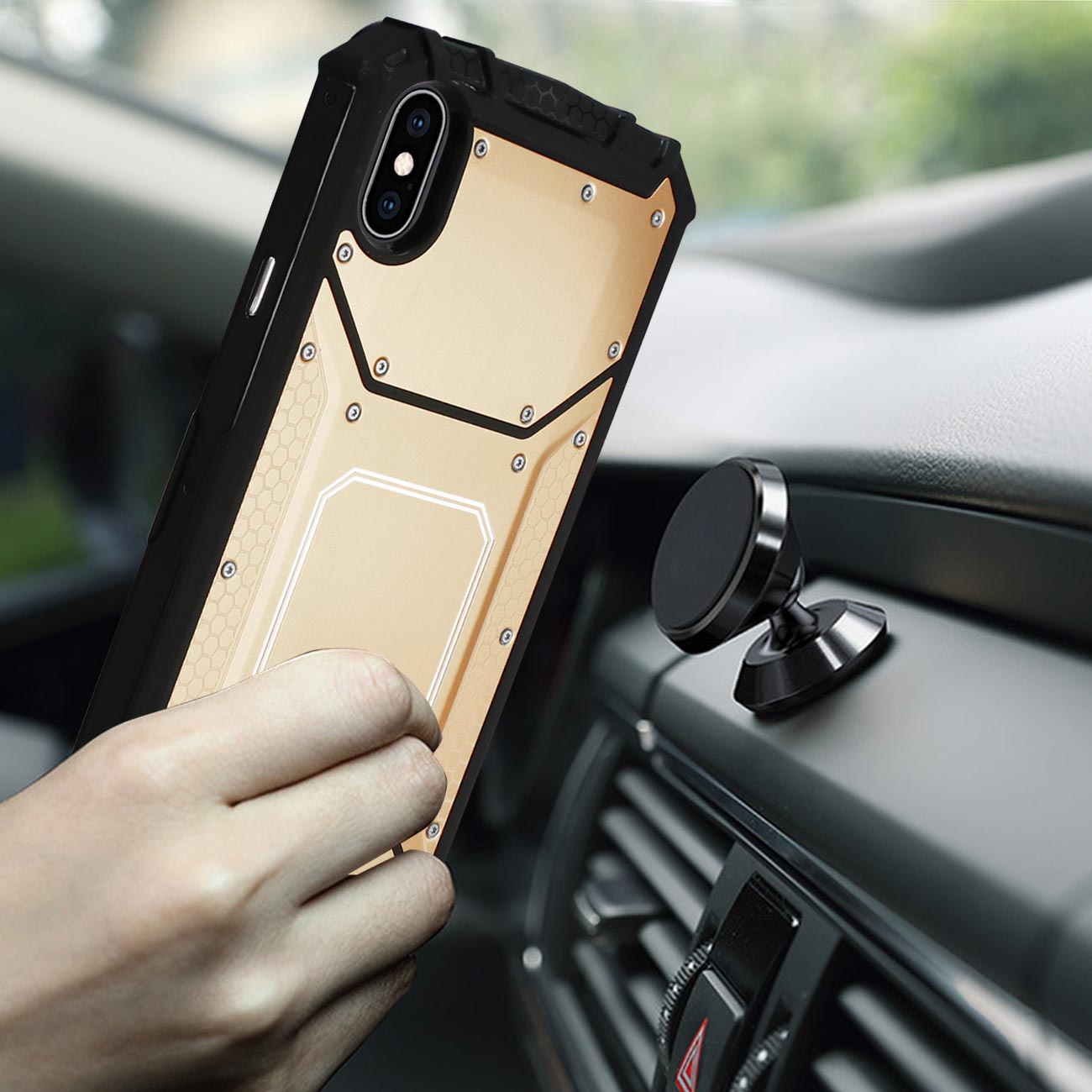 iPhone XS MAX Metallic Front Cover Case In Gold