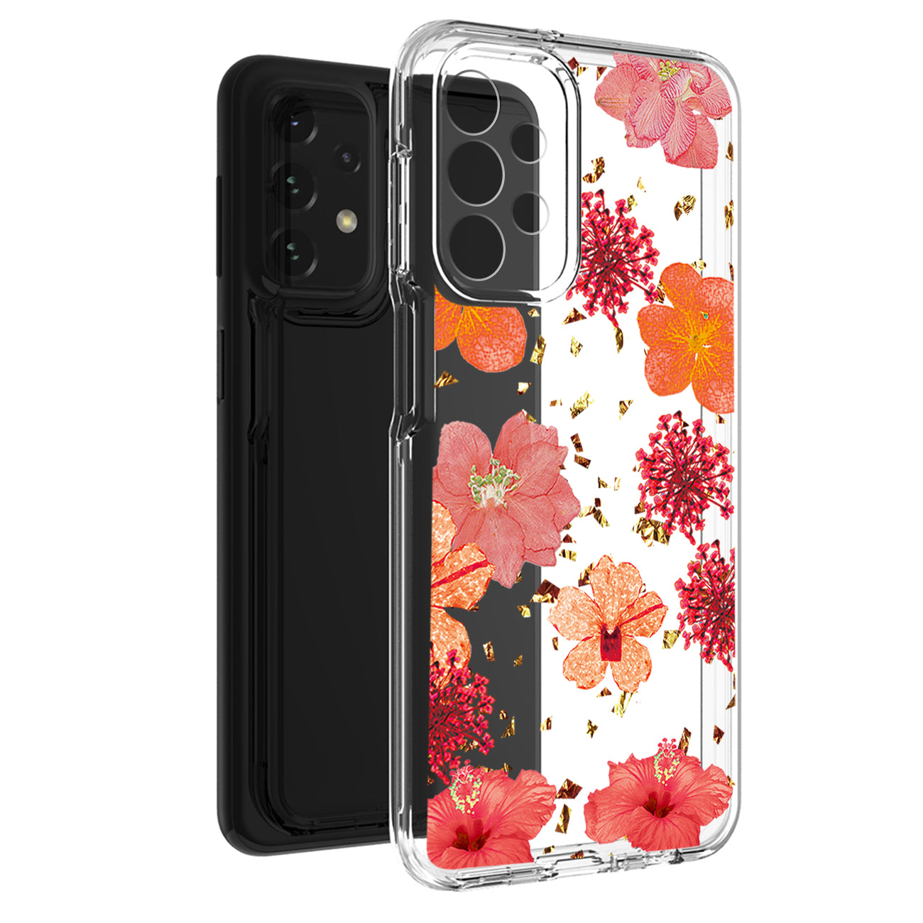 Pressed dried flower Design Phone case For Samsung Galaxy A53 5G In Red
