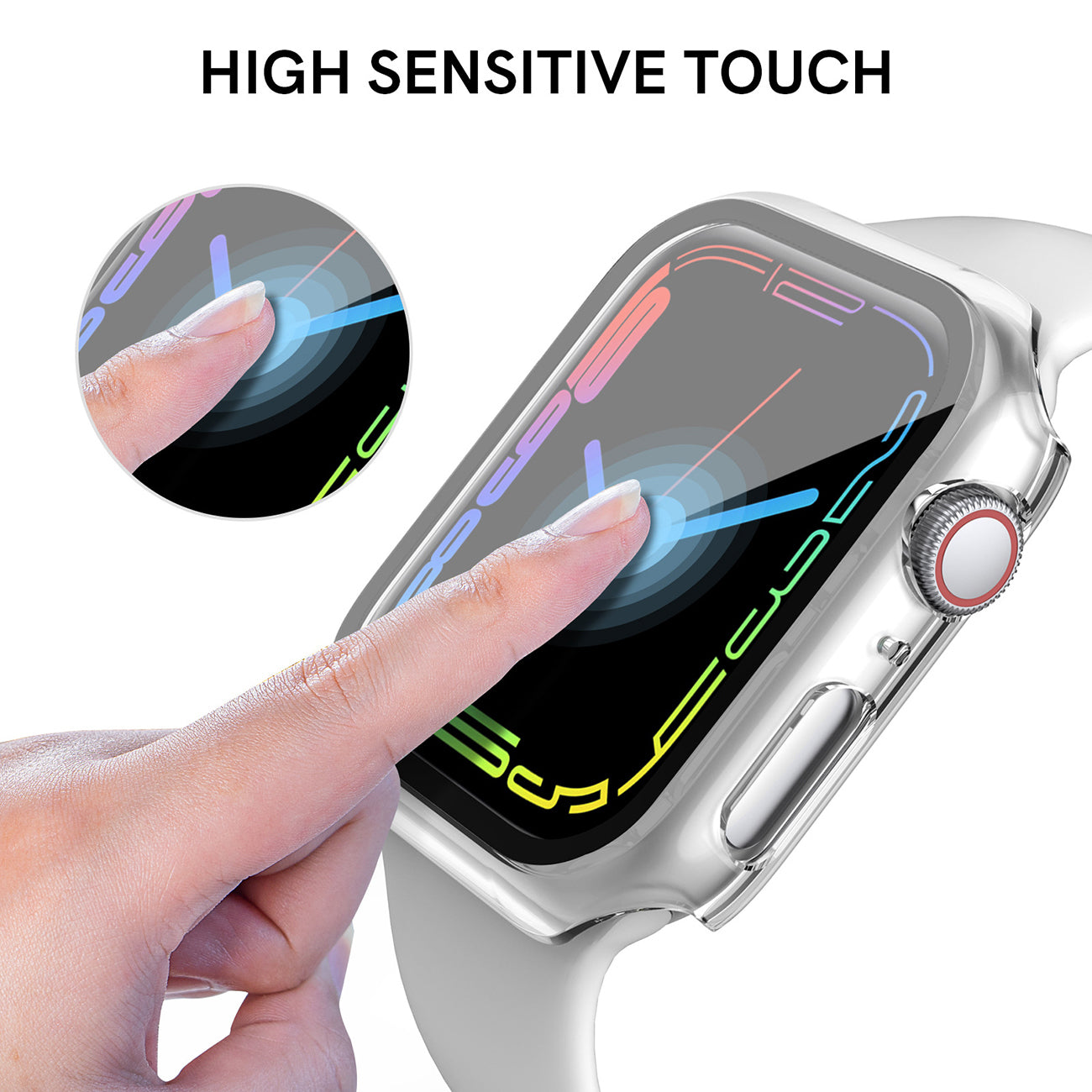 Case PC With Tempered Glass Screen Protector Full Cover Apple Watch 45 mm Clear