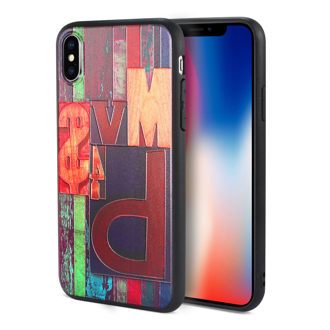 iPhone X/iPhone XS Embossed Wood Pattern Design TPU Case With Multi-Letter