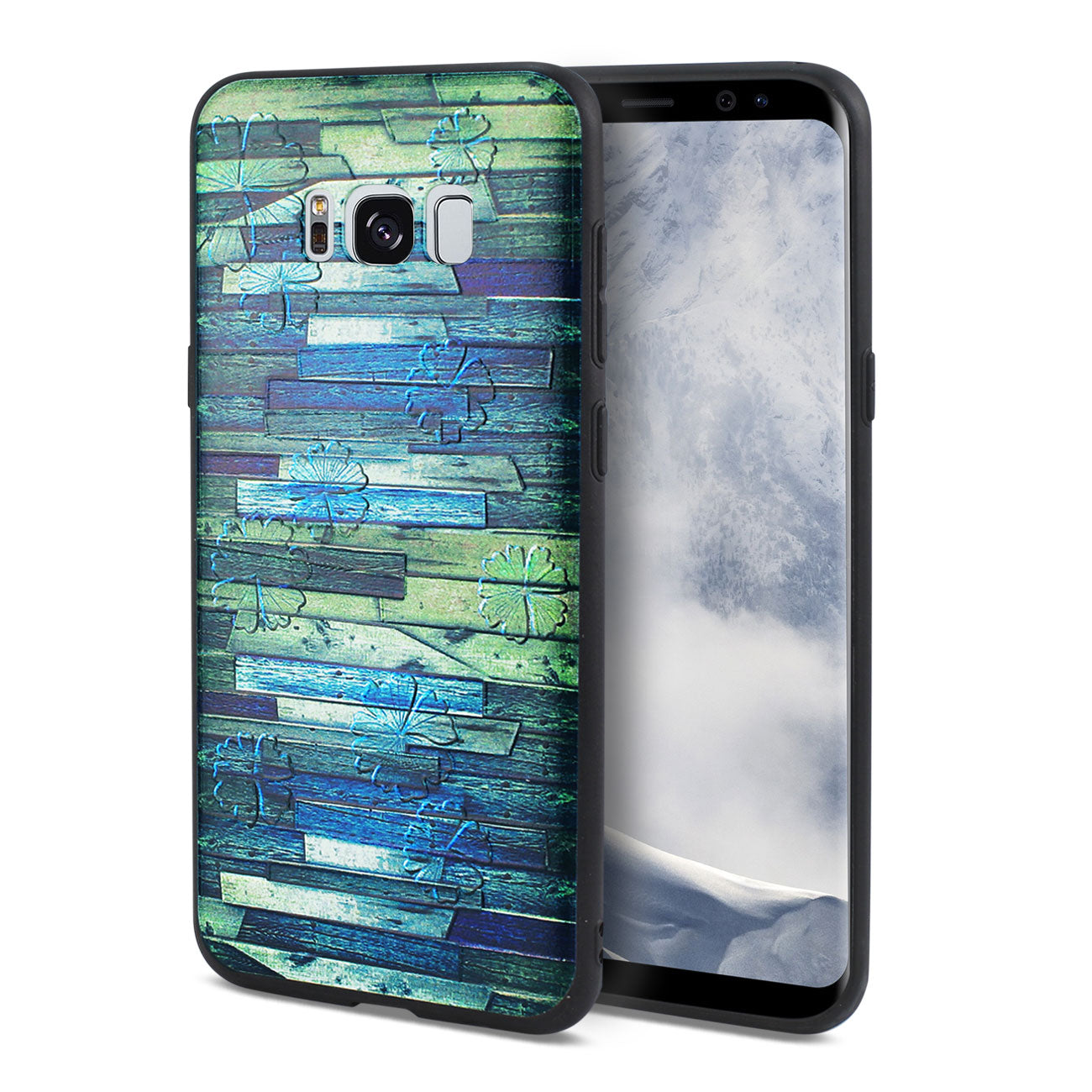 Samsung Galaxy S8 EDGE/S8 Plus Embossed Wood Pattern Design TPU Case With Flowers