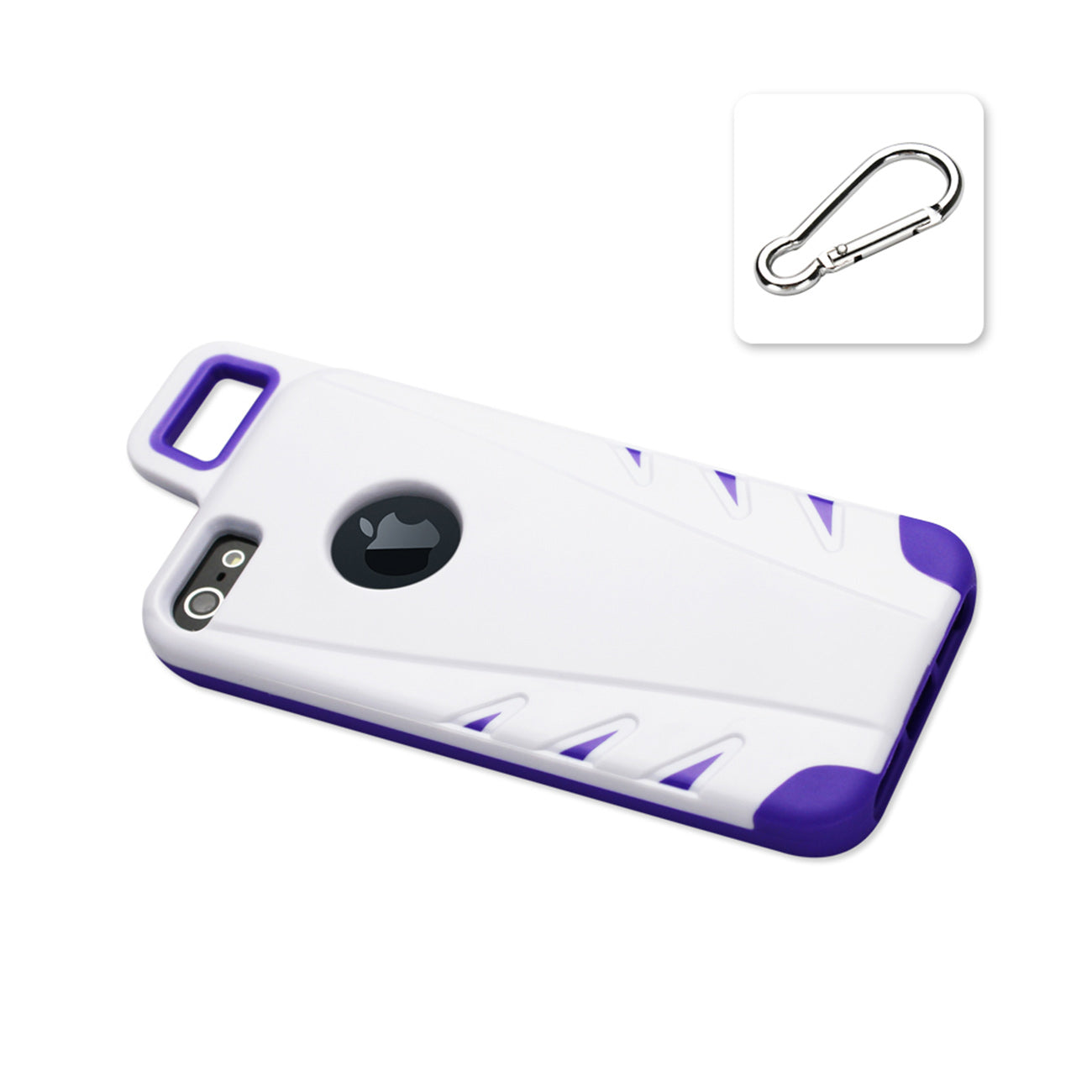 Case Hybrid Drop Proof Workout With Hook iPhone 5/ 5S/ SE White Purple Color