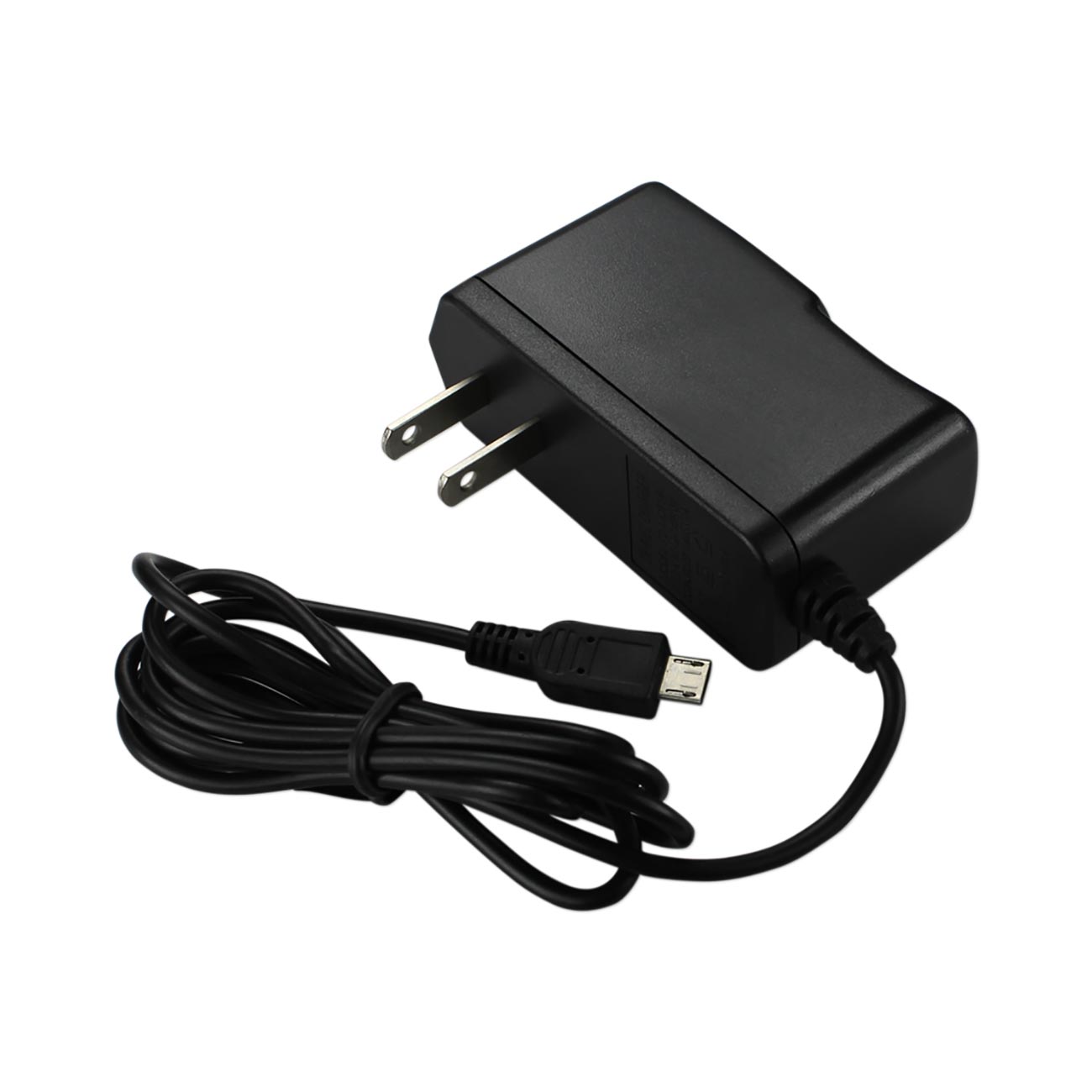Reiko Portable Micro USB Travel Adapter Charger With Built In Cable In Black