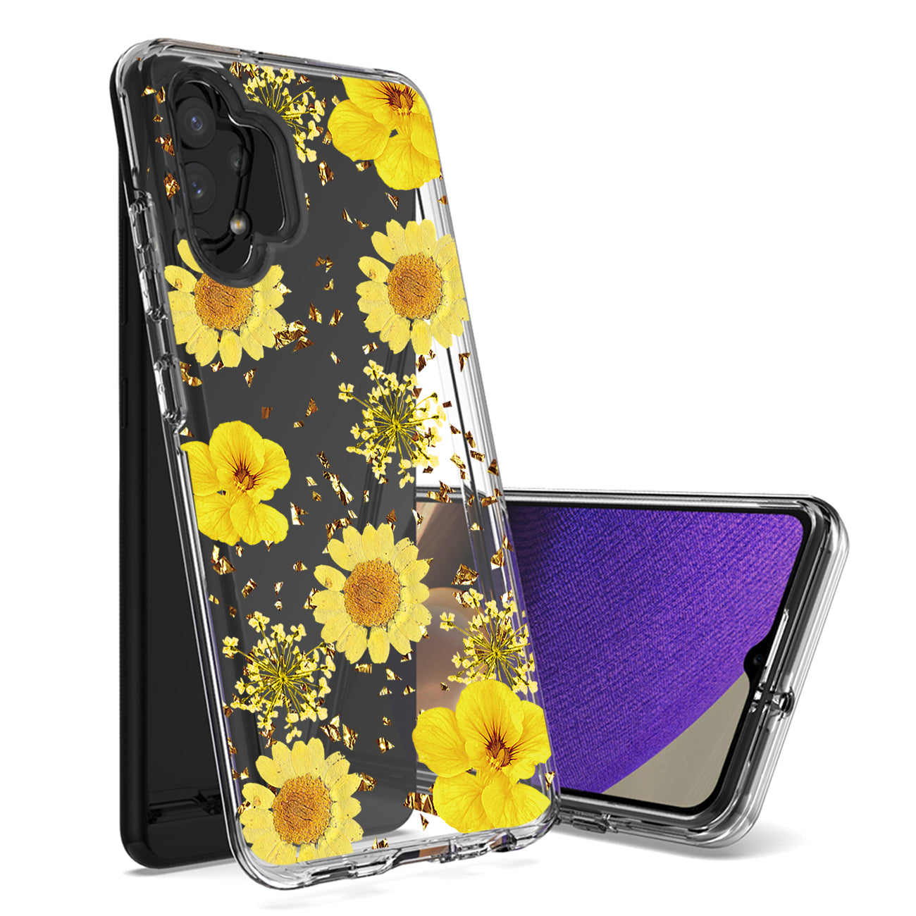 Pressed dried flower Design Phone case for Samsung Galaxy A32 5G In Yellow