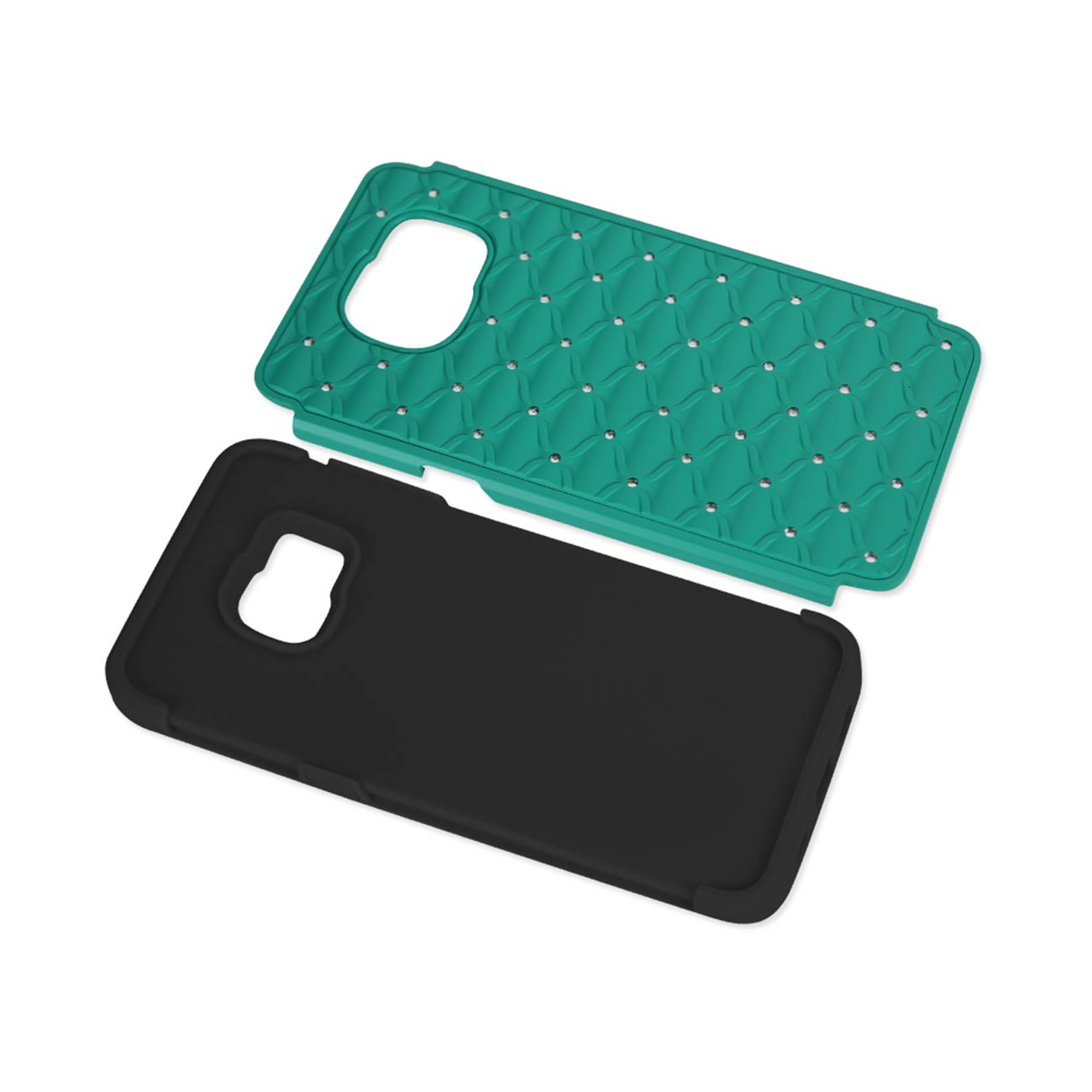 Samsung Galaxy S6 Edge Plus Hybrid Heavy Duty Jewelry Diamond Case In Black Green