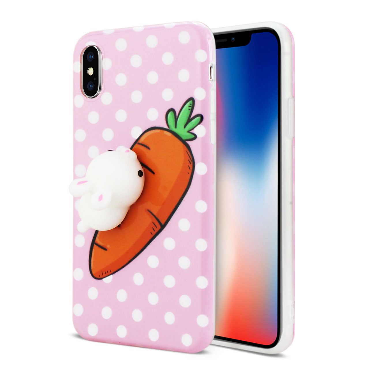 iPhone X/iPhone XS TPU DESIGN CASE WITH 3D SOFT SILICONE POKE SQUISHY RABBIT