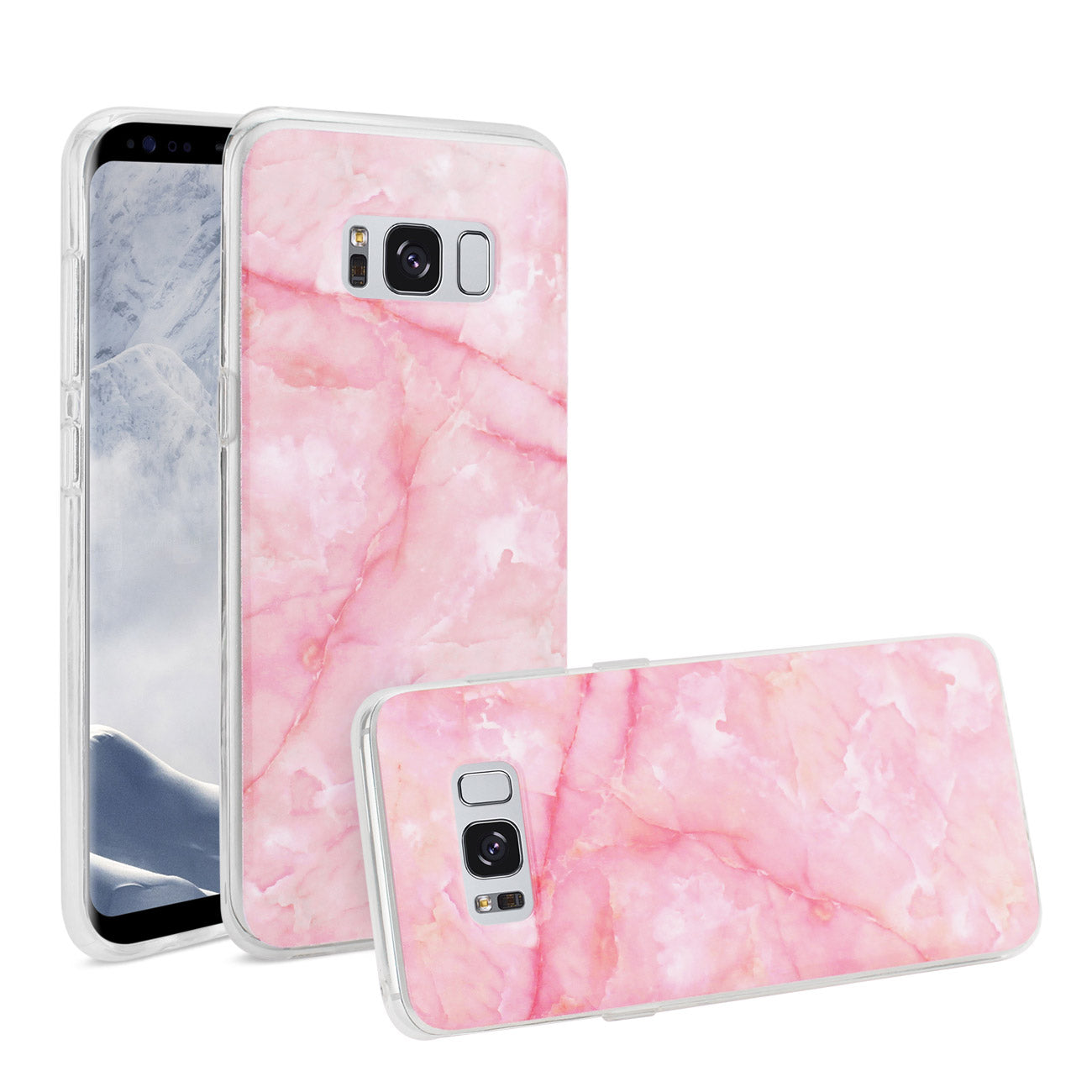 Samsung Galaxy S8 Edge/ S8 Plus Streak Marble Cover In Pink