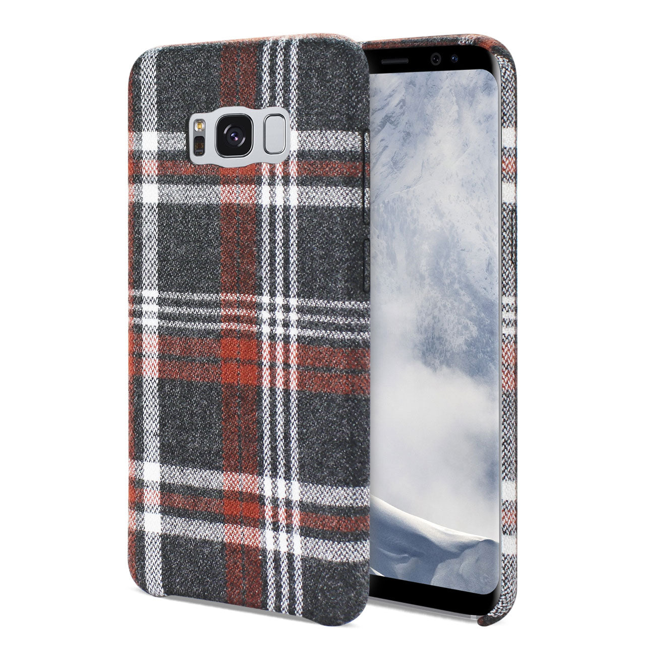 Case Checked Fabric Samsung Galaxy S8 Brown Color