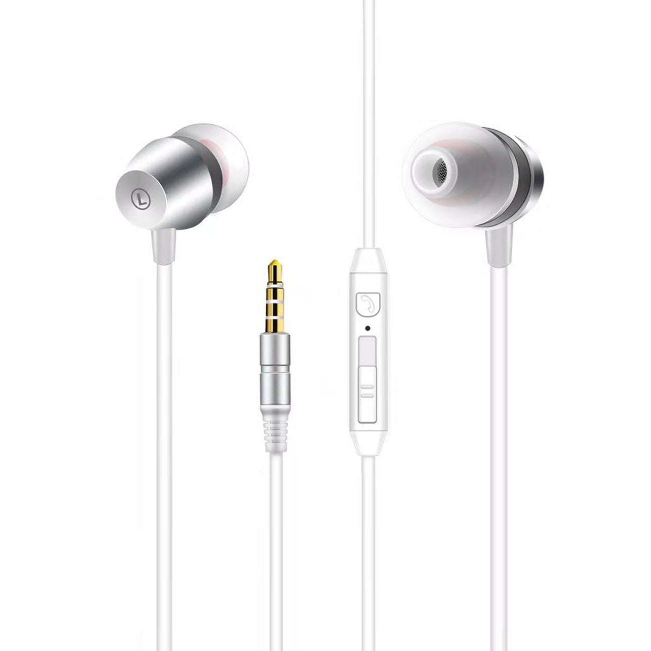 Earphones In-Ear Universal High Quality Sound Silver Color
