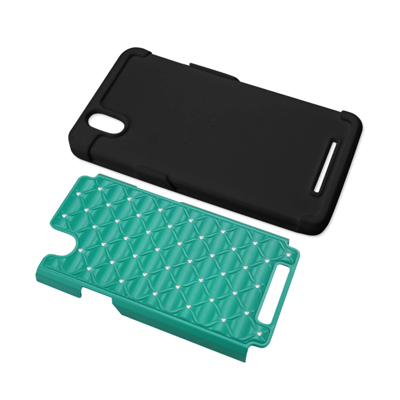Case Hybrid Heavy Duty Jewelry Diamond ZTE Z Max Black And Green Color