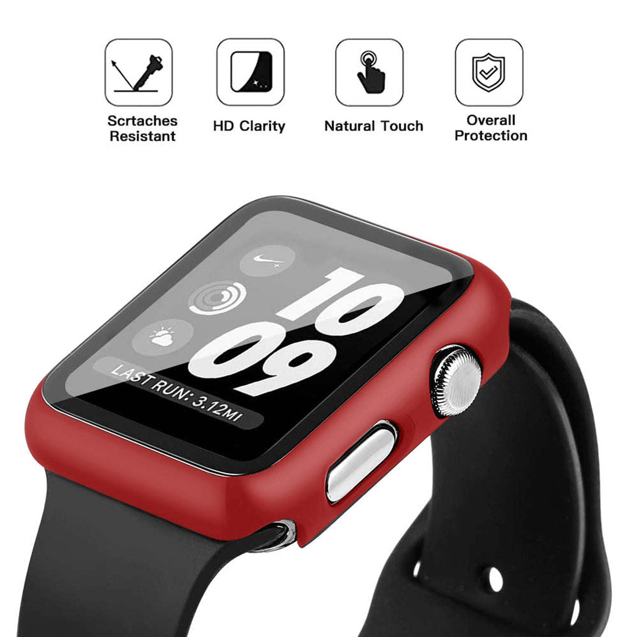Watch Case PC With Tempered Glass Screen Protector Full Cover Apple Watch 38mm Red Color