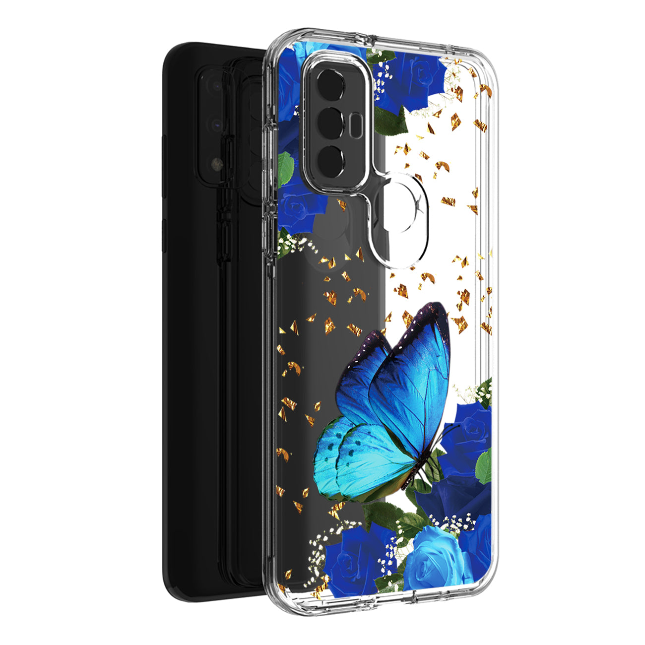Pressed dried flower Design Phone case For Moto-G Pure 2021/G Power 2022 In Blue