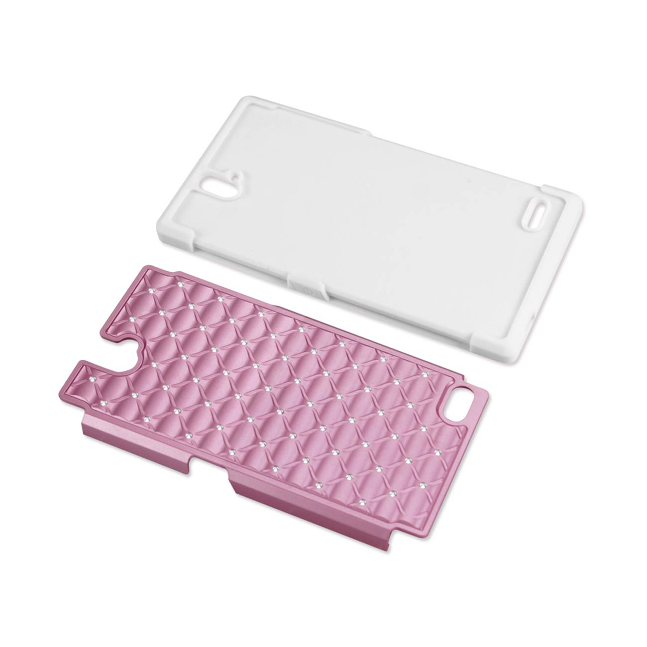 ZTE Grand X Max Hybrid Heavy Duty Jewelry Diamond Case In White Pink