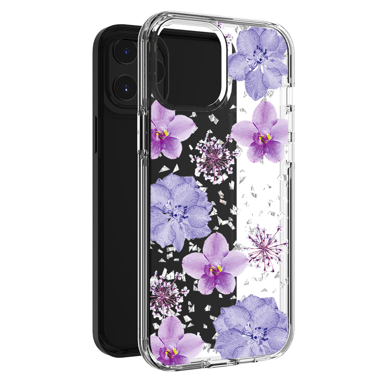 Pressed dried flower Design Phone case For iPhone 13 Pro Max In Purple