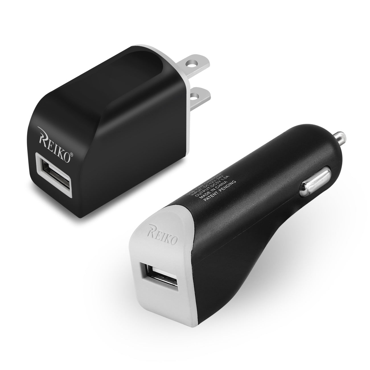 Car Charger Wall Adapter Micro With Cable USB 3-In-1 Reiko 1A Black Color