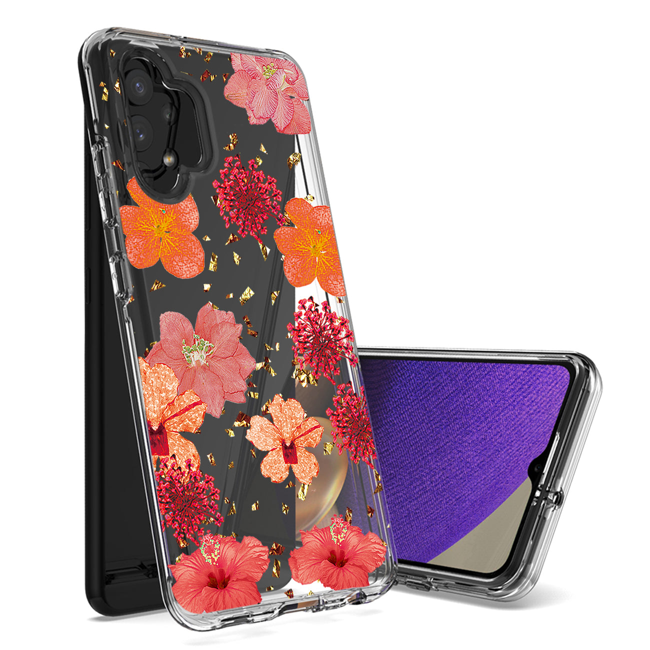 Pressed dried flower Design Phone case for Samsung Galaxy A32 5G In Red