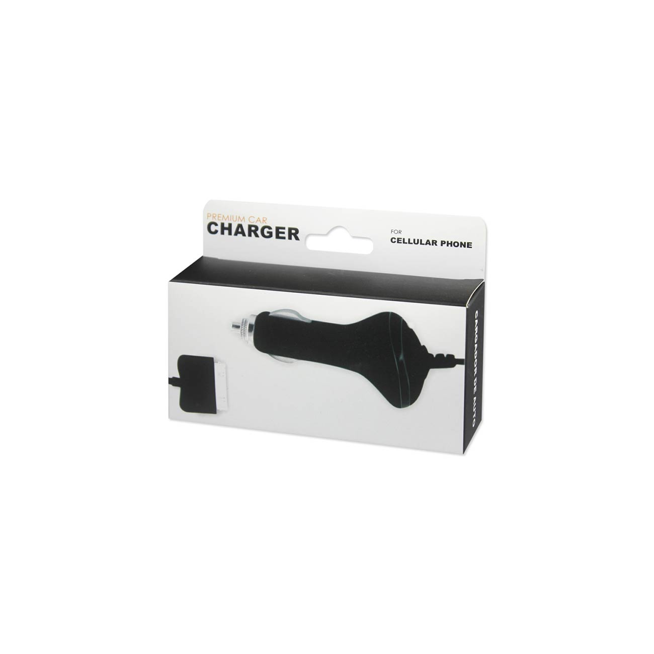 Car Charger With Built In Cable USB iPhone 4G Black Dual Color