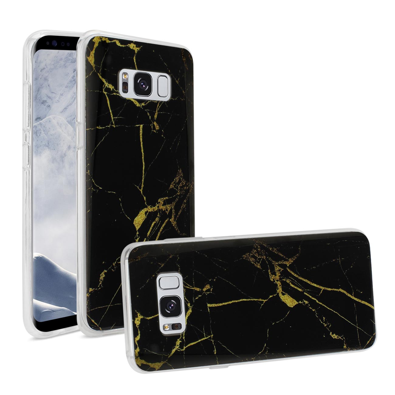 Samsung Galaxy S8/ Sm Streak Marble iPhone Cover In Black