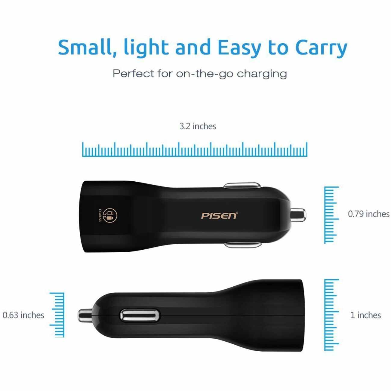 Car Charger with 2 USB Output In Black