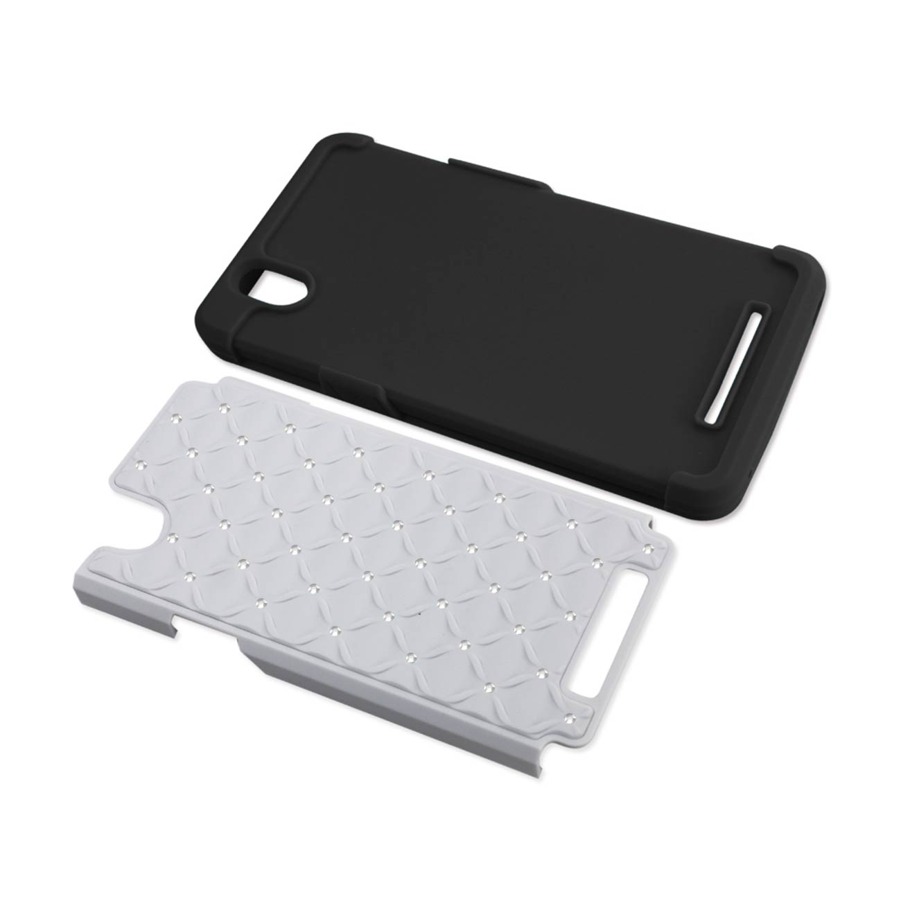 Case Hybrid Heavy Duty Jewelry Diamond ZTE Z Max Black And White Color