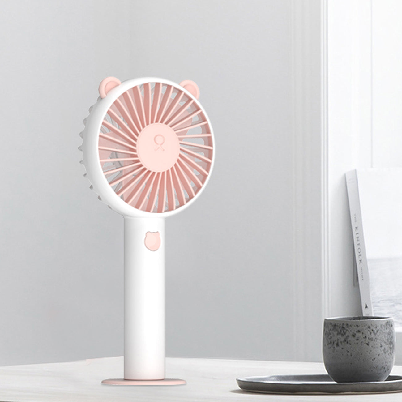 Bear Design 3 Speeds Electric Portable Personal Cooling Fan for Home Office Travel In White