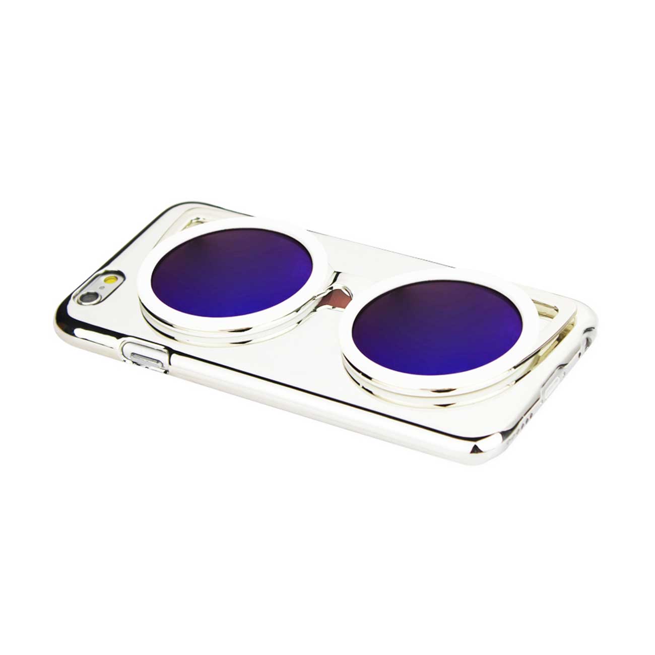 Case Jewelry Plated 3D Sunglasses iPhone 6 Plus Silver White Color
