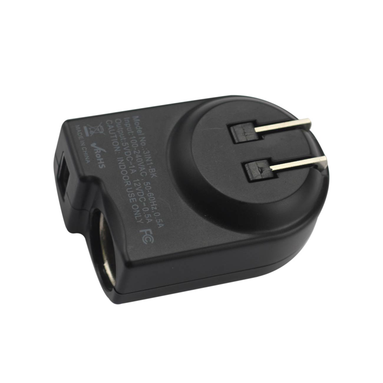 Adapter For Car Charger AC To DC 1 Amp 3-In-1