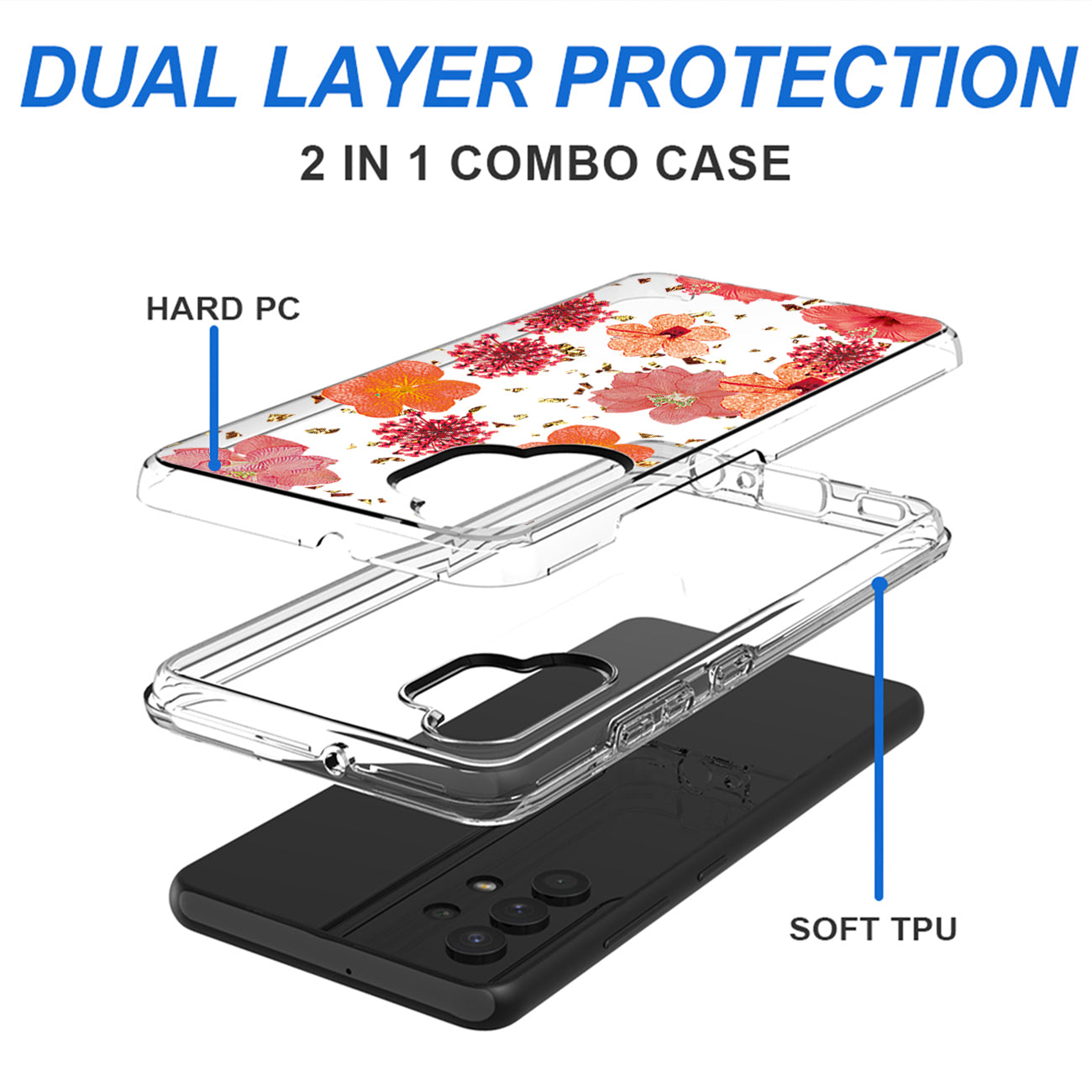 Pressed dried flower Design Phone case for Samsung Galaxy A32 5G In Red